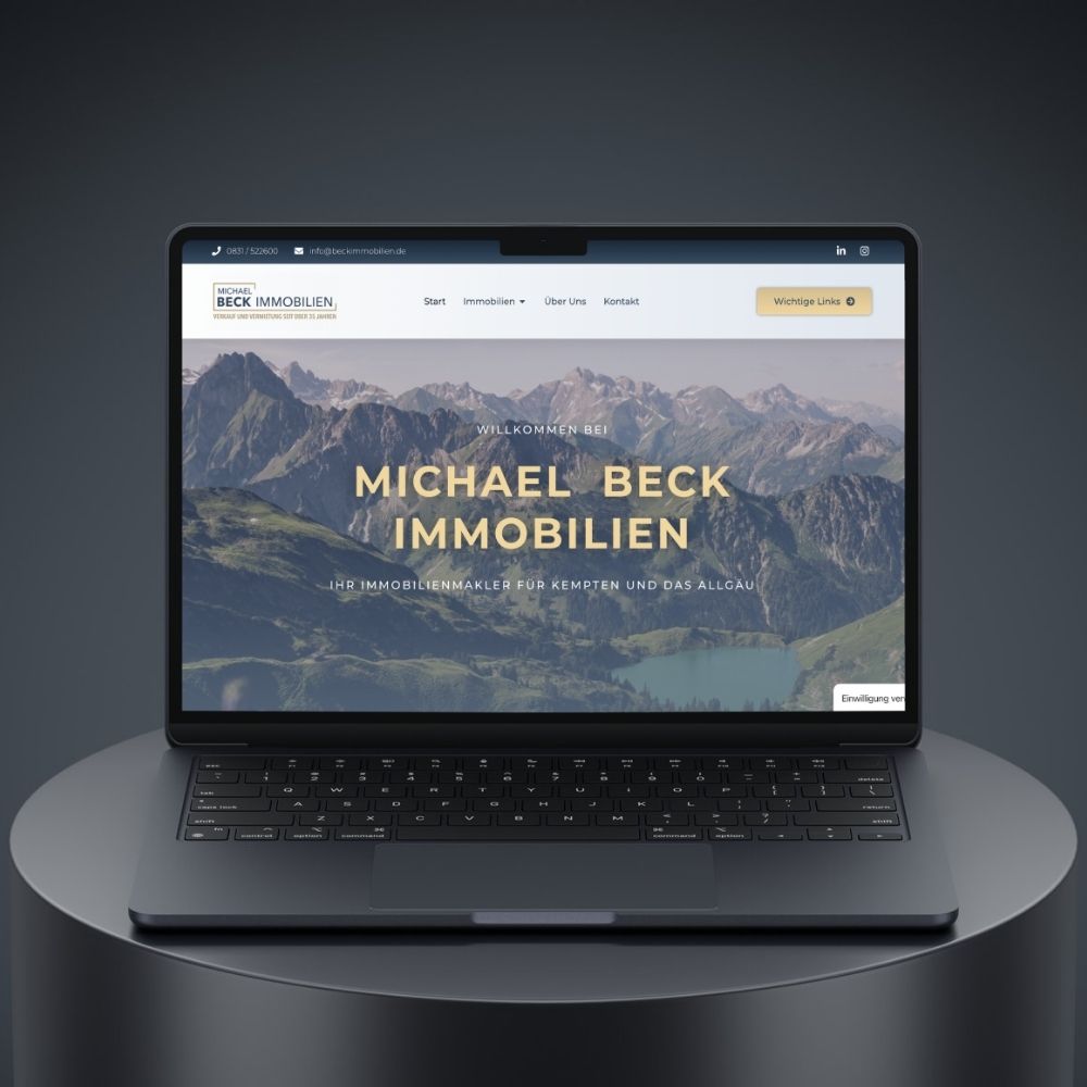 Kundenwebsite Immobilienmakler Michael Beck aus Kempten - Laptop Mockup