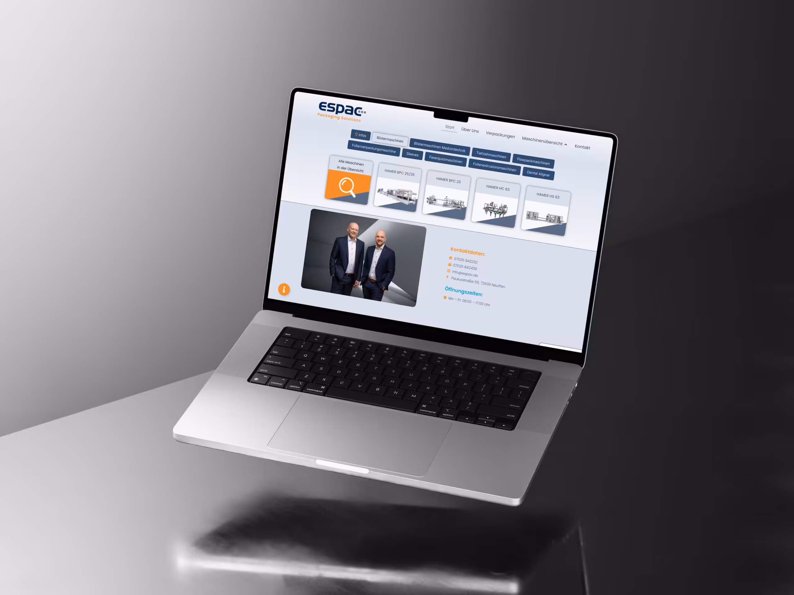 Website-Relaunch Espac Maschinenbau Webdesign Schwinghammer Espac Maschinenübersicht