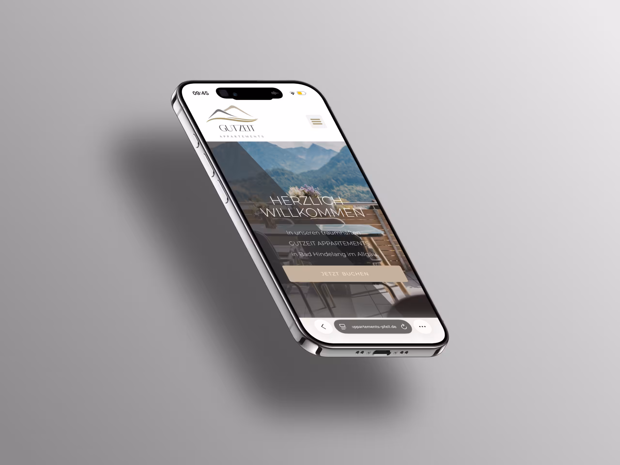 Website-Neuaufbau Gutzeit Appartements Webdesign Schwinghammer Website & Branding Gutzeit Appartements - Smartphone Hero