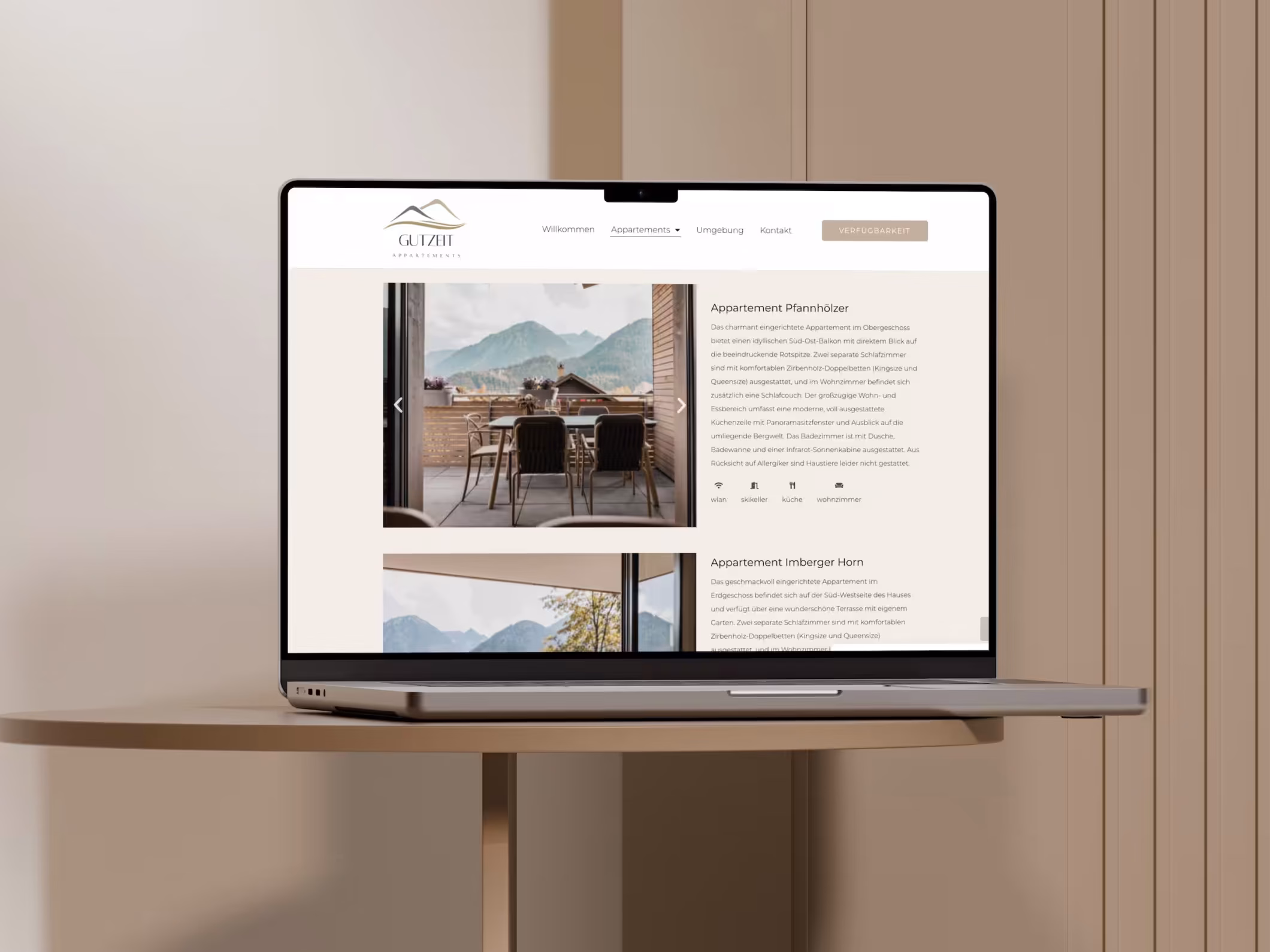 Website-Neuaufbau Gutzeit Appartements Webdesign Schwinghammer Website & Branding Gutzeit Appartements - Appartemet Übersicht Desktop
