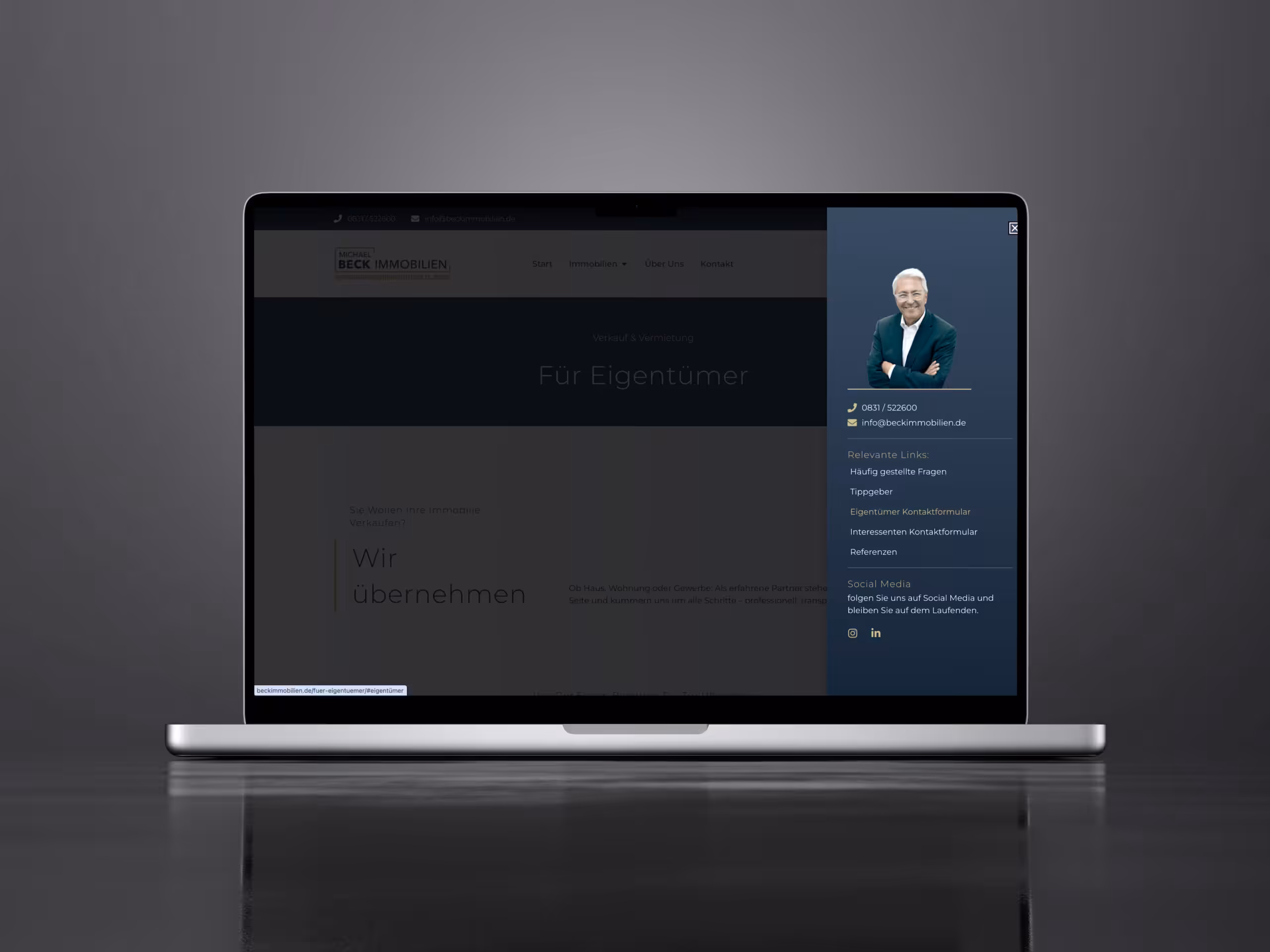 Michael Beck Immobilien Mockup - Popup