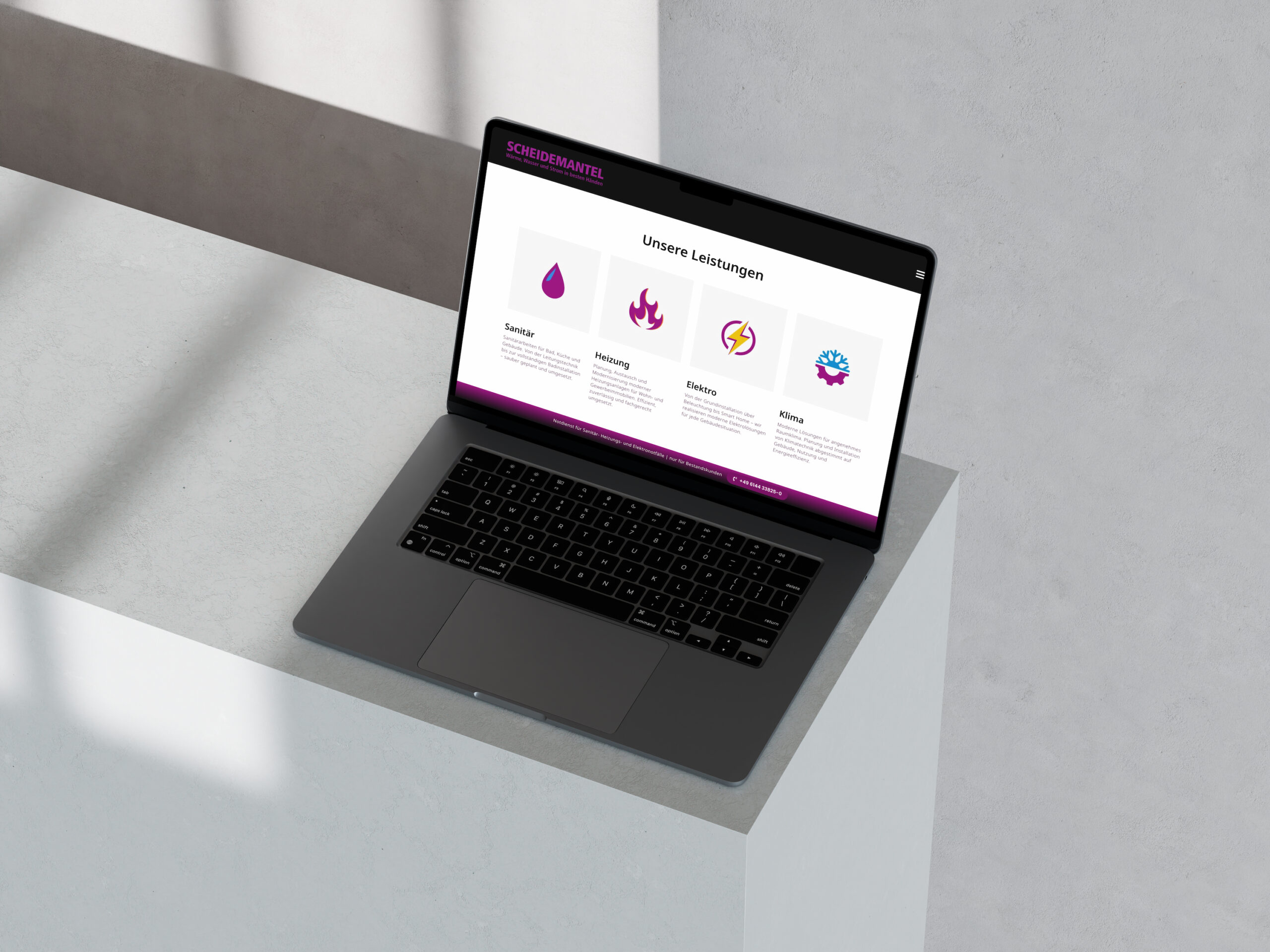 Website-Relaunch Handwerksbetrieb - Scheidemantel GmbH & Co KG - Laptop-Mockup