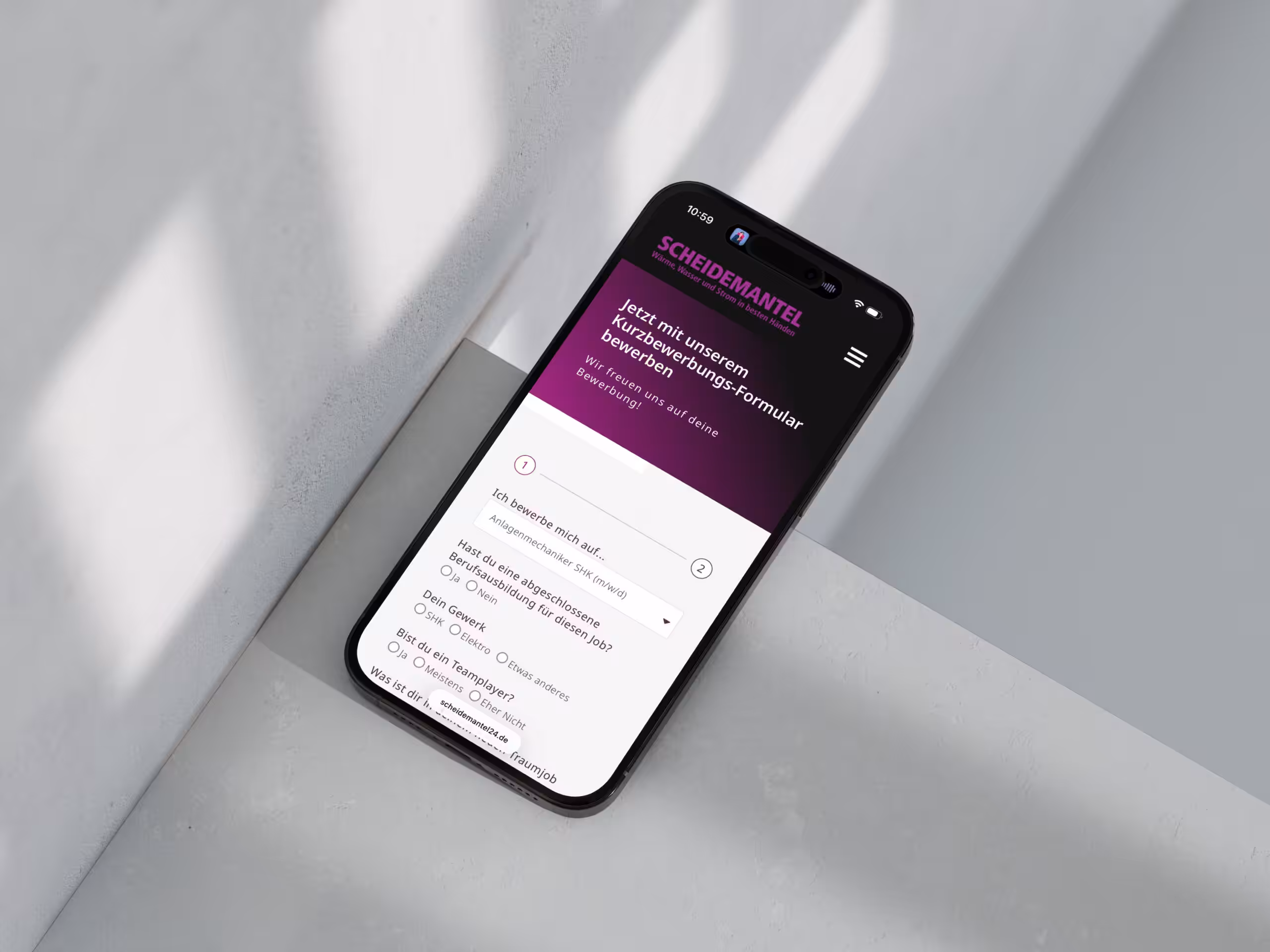 Website-Relaunch Handwerksbetrieb - Scheidemantel GmbH & Co KG - Iphone-Mockup