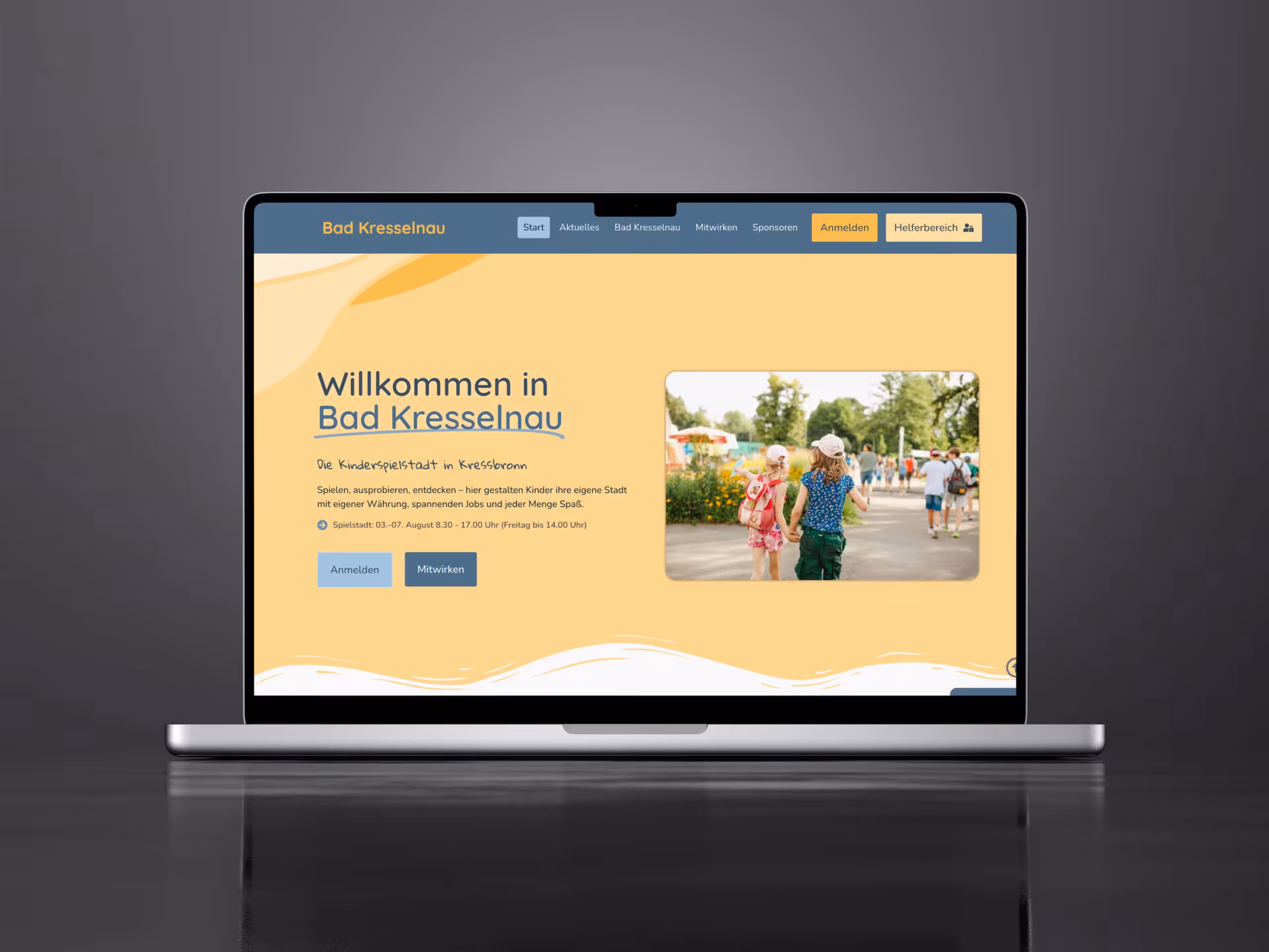 Website-Relaunch Kinderspielstadt - Kundenwebsite Mockup Bad Kresselnau