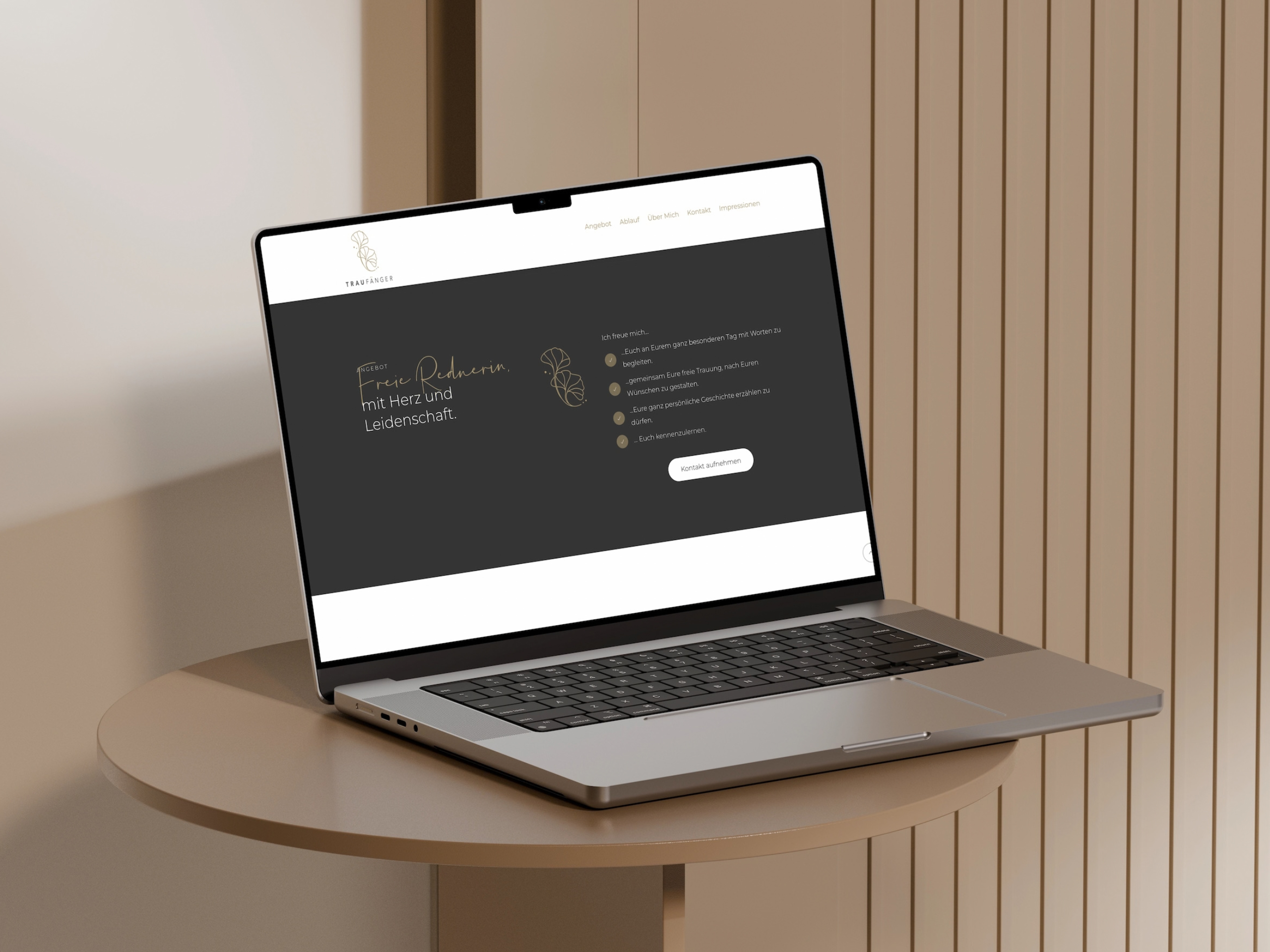 Website-Neuaufbau Traufänger Webdesign Schwinghammer Website Traureden - Traufänger Karin Burk - Mockup Branding